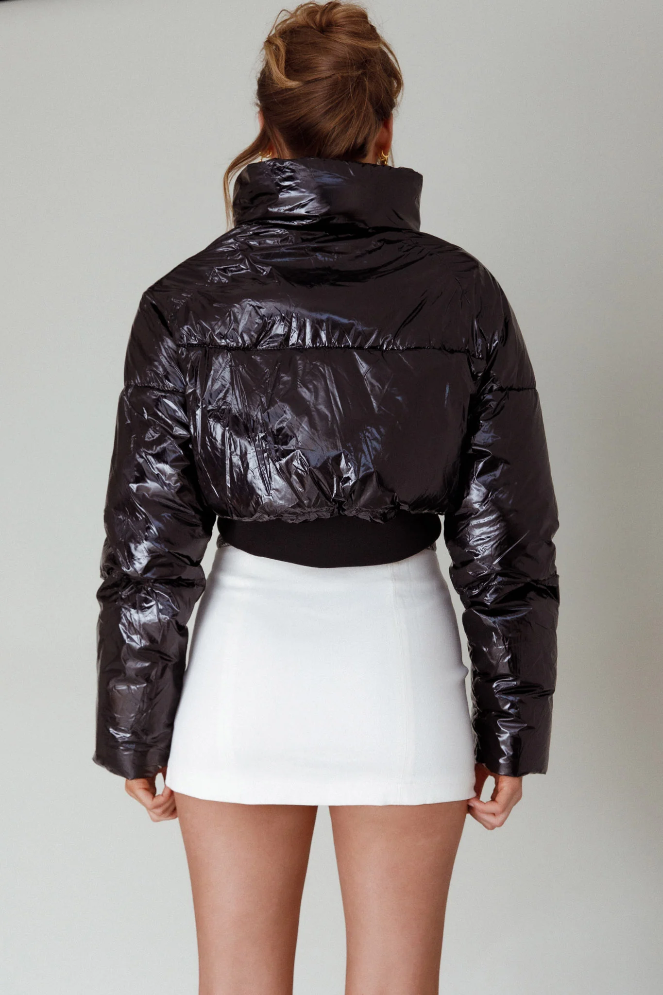 Eadie Crop Puffer Jacket Black - Image 2