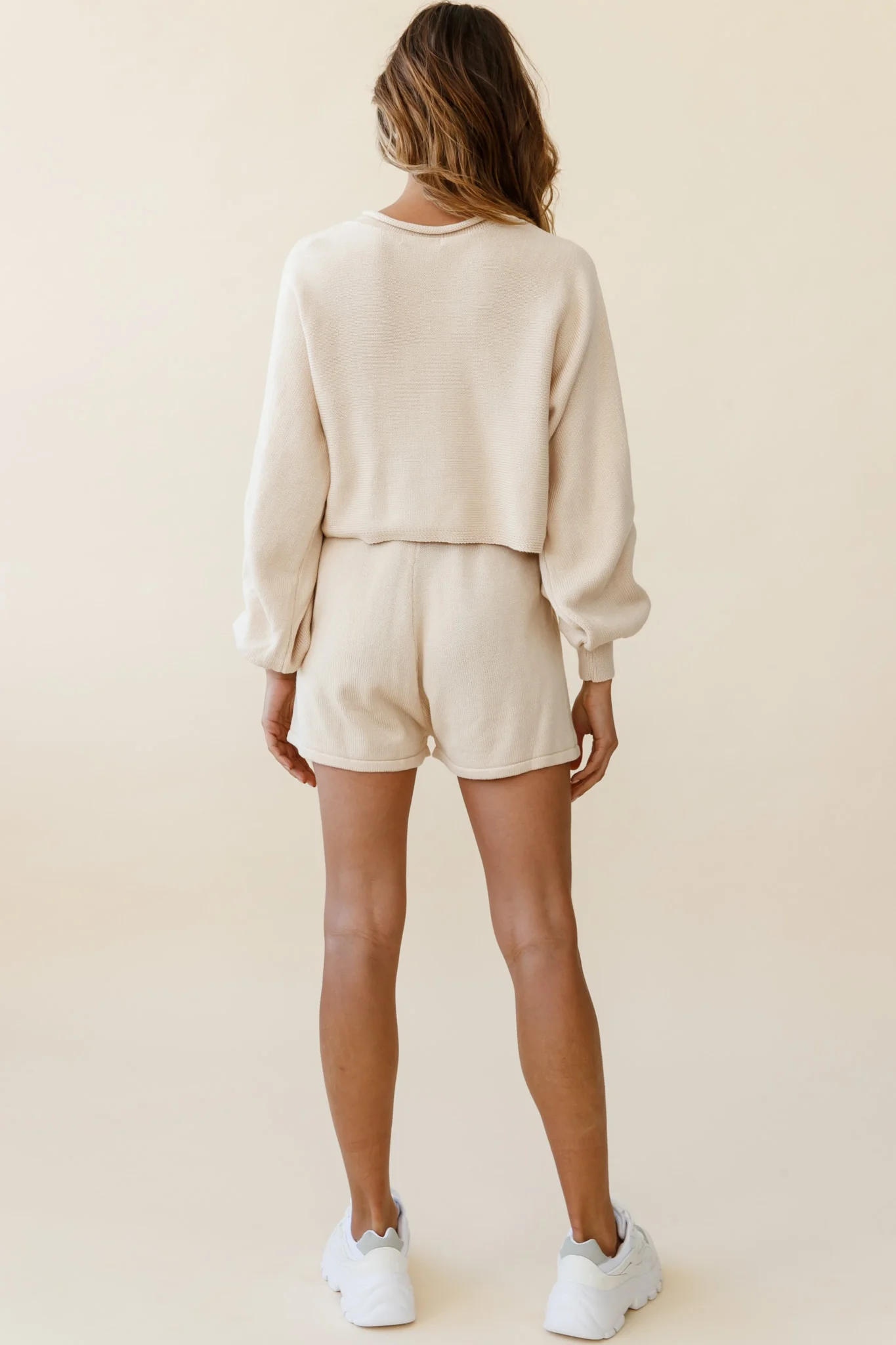 Easy Breezy Long Sleeve Midi Sweater Beige - Image 2
