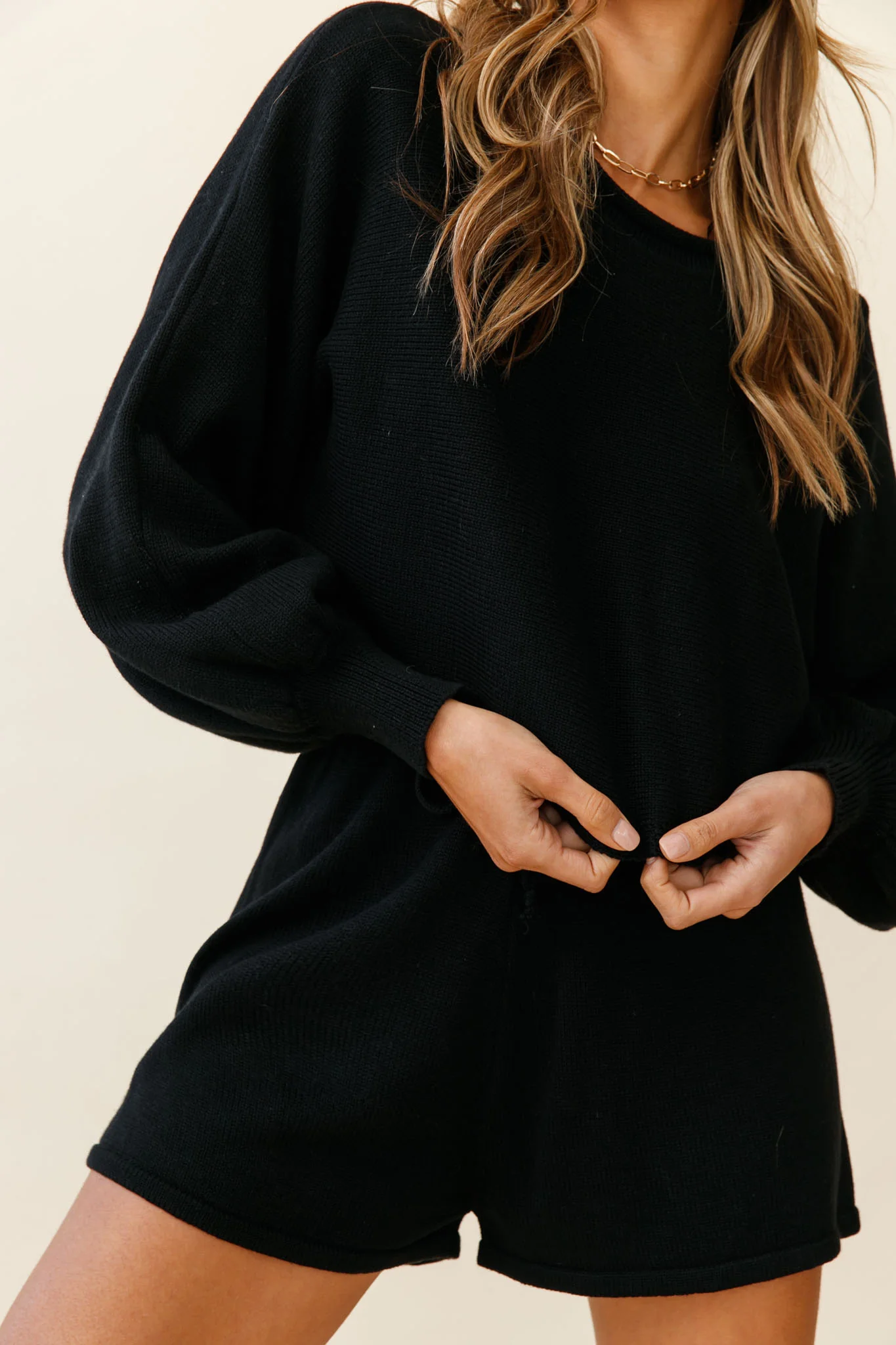 Easy Breezy Long Sleeve Midi Sweater Black - Image 4