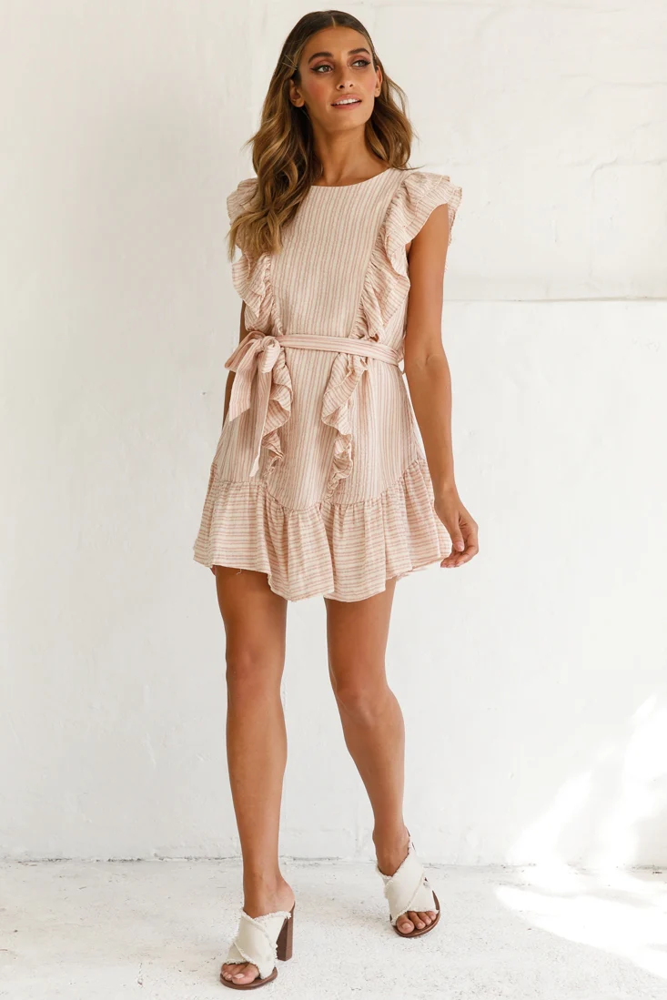 Easy Breezy Sleeveless Swing Dress Stripe Print Blush - Image 5