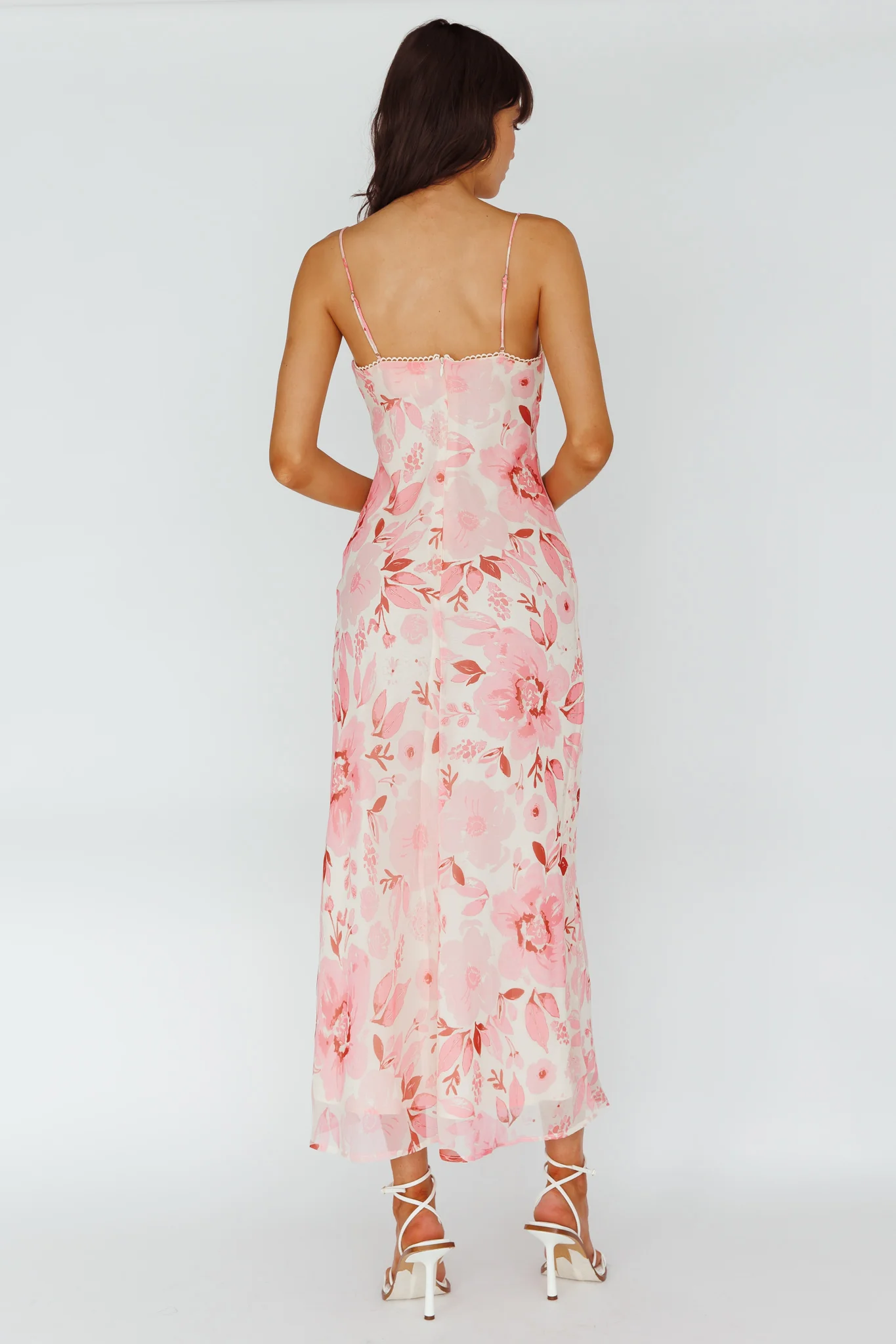 Egypt Cami Strap Midi Dress Floral Pink - Image 2