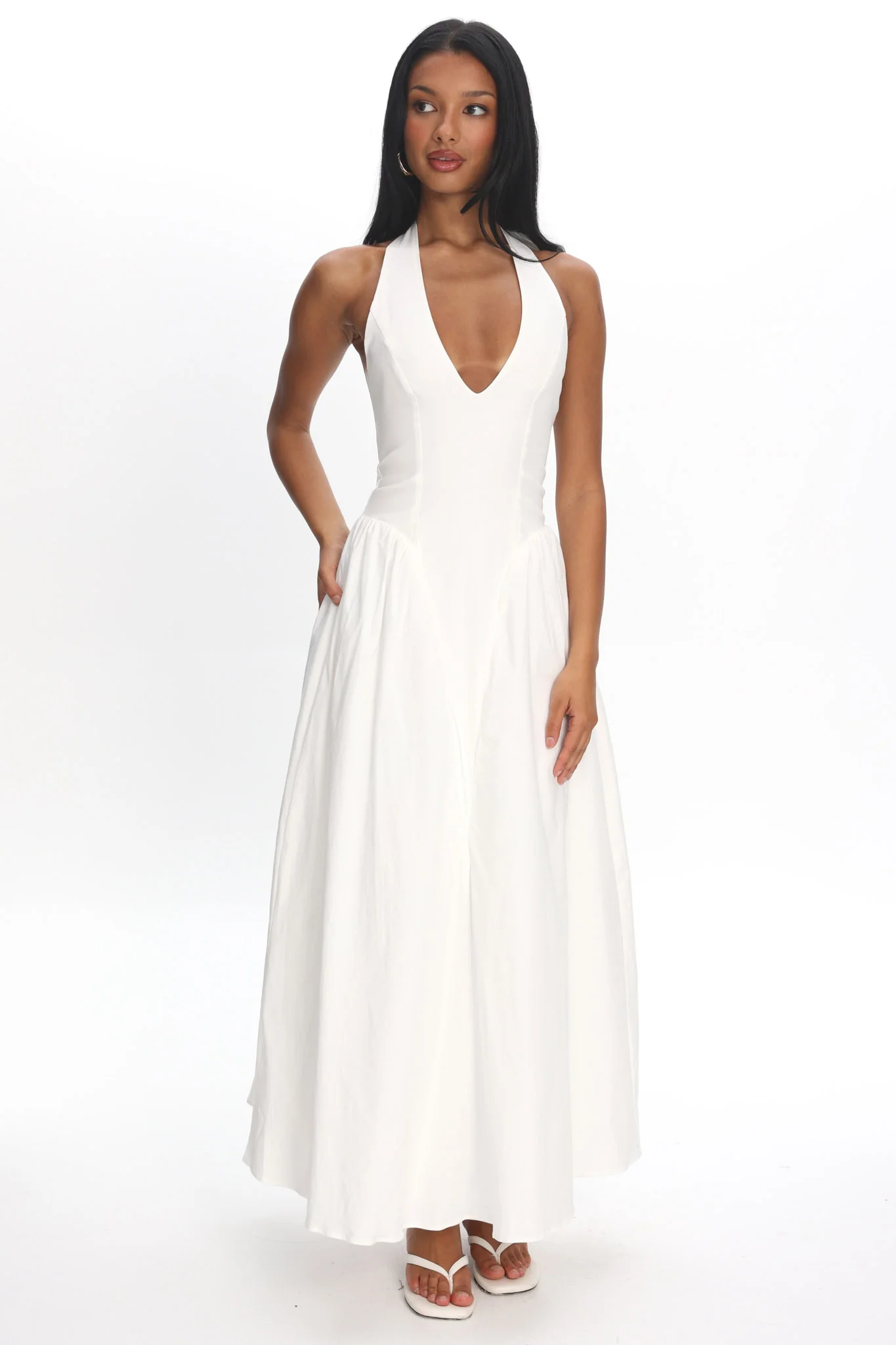 El Corazon Halterneck Maxi Dress Cream - Image 5