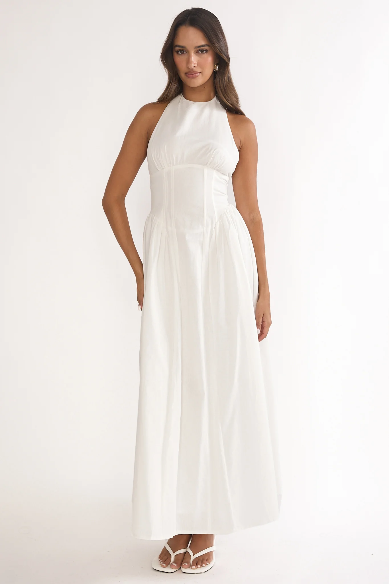 El Corazon High Halterneck Maxi Dress White - Image 6