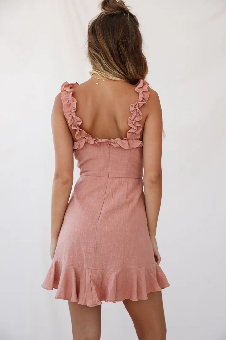 Elah Frilly Mini Dress Rose - Image 3