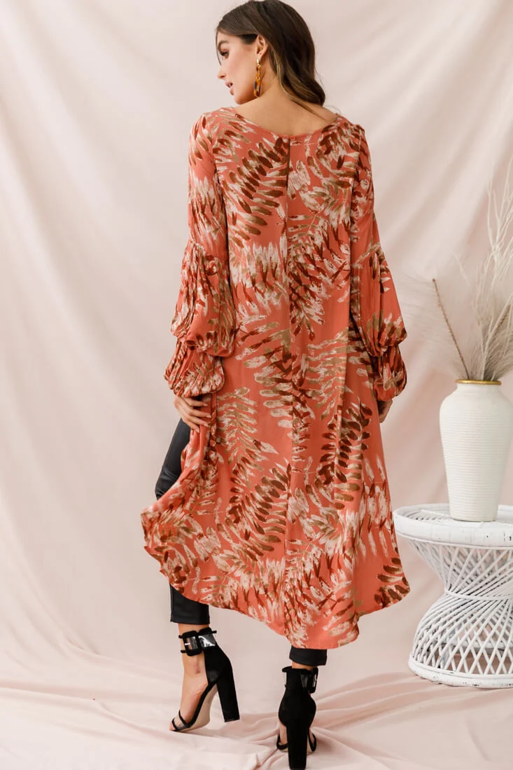 Elaine High Low Balloon Sleeve Top Rose - Image 4