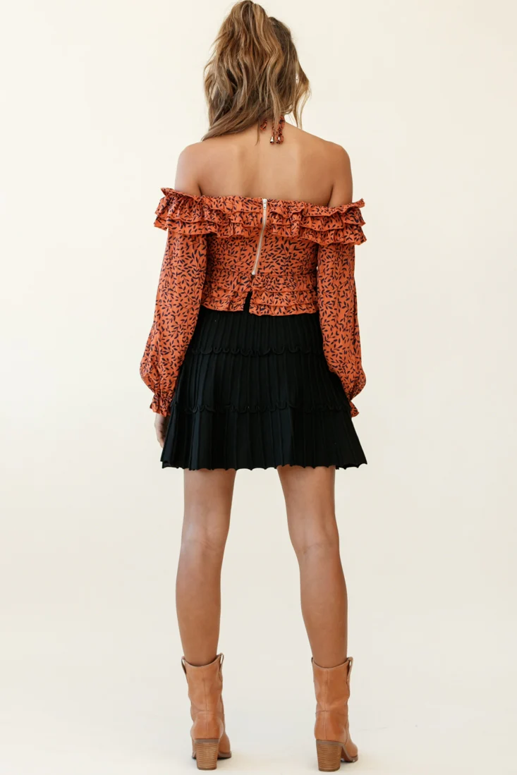Eleanor Thick Ribbed Knit A-Line Skirt Black - Image 6