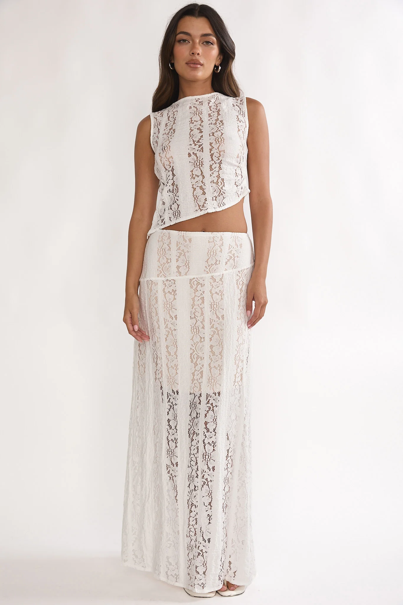 Eleesa Maxi Skirt Lace White - Image 4