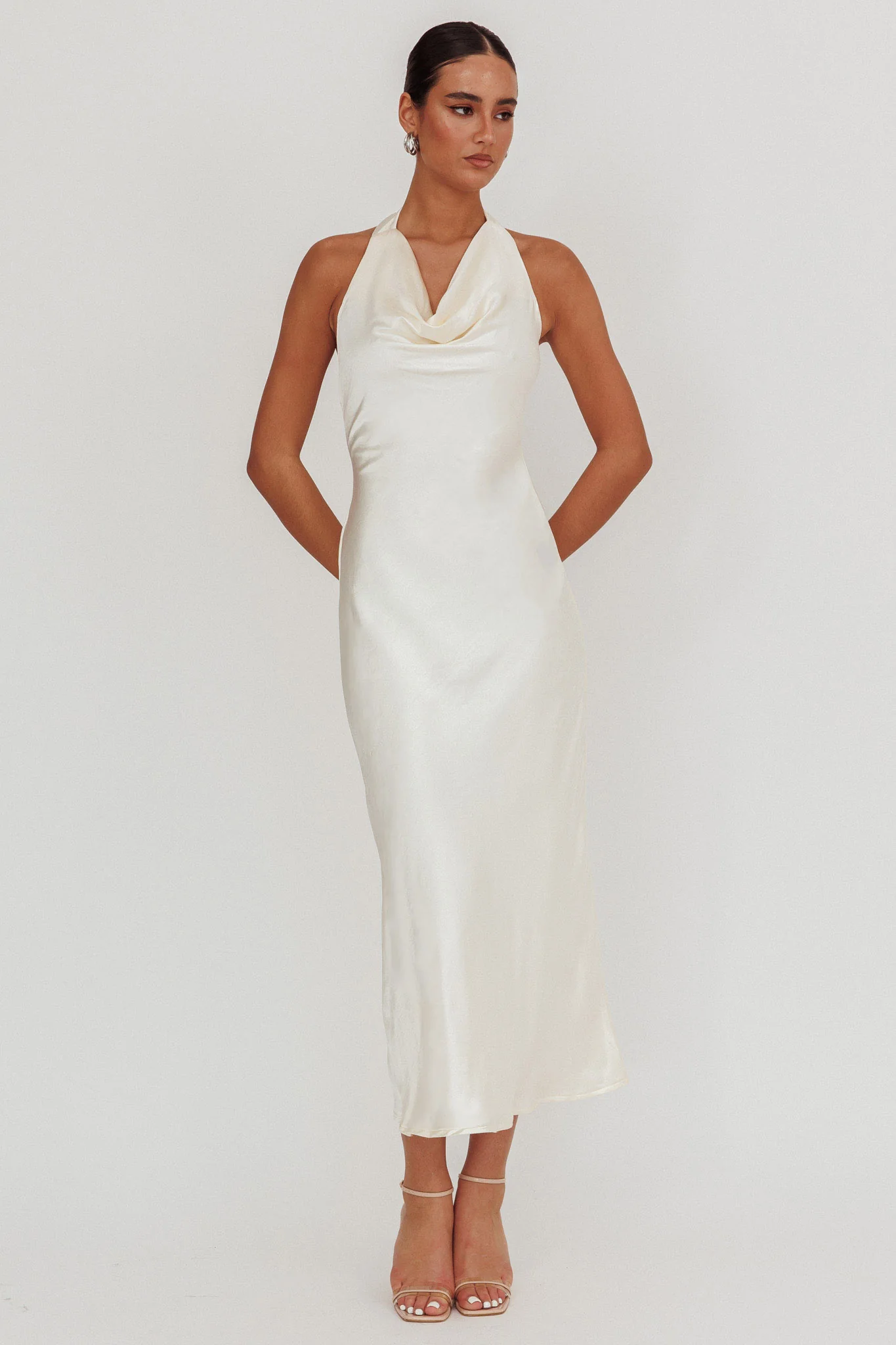 Element Halterneck Maxi Dress Champagne - Image 2