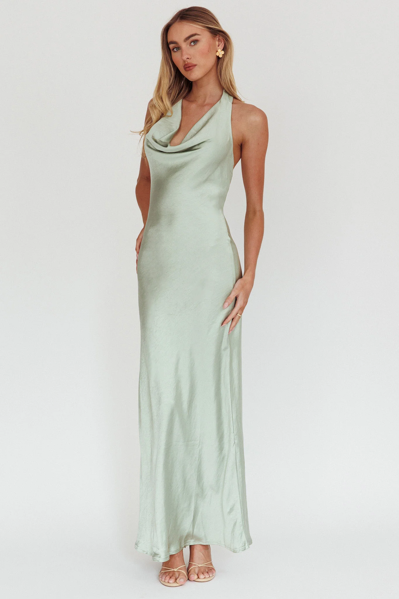 Element Halterneck Maxi Dress Matcha - Image 4