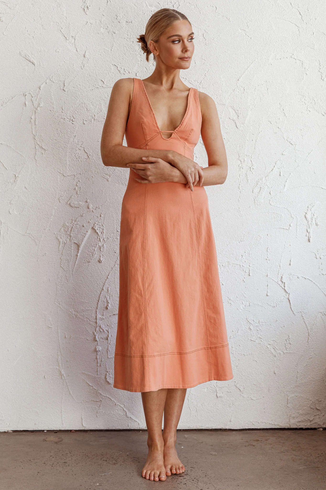 Elias Decorative Stitch Midi Dress Mango - Image 5