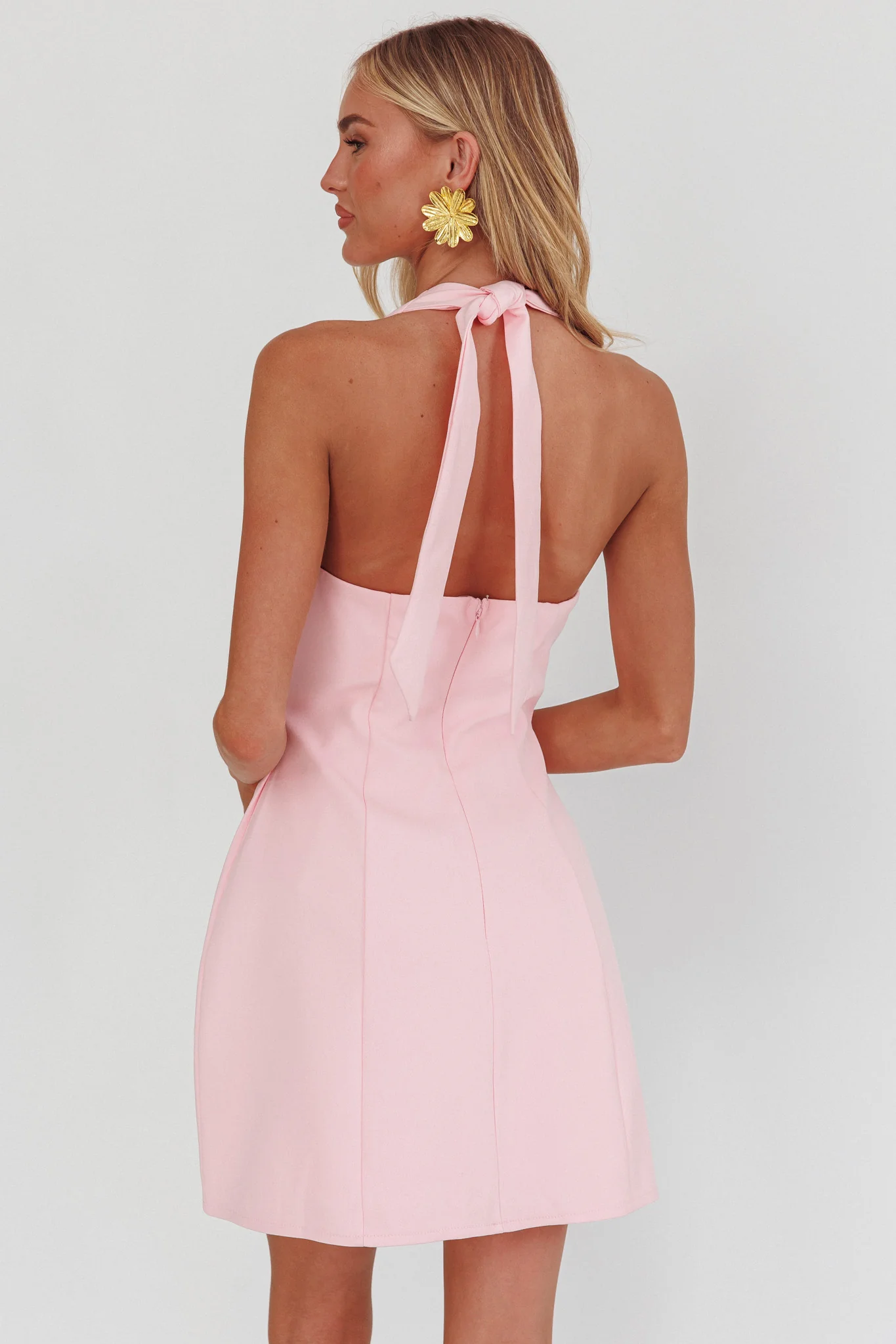 Elisabet Halter Neck Mini Dress Pink - Image 2