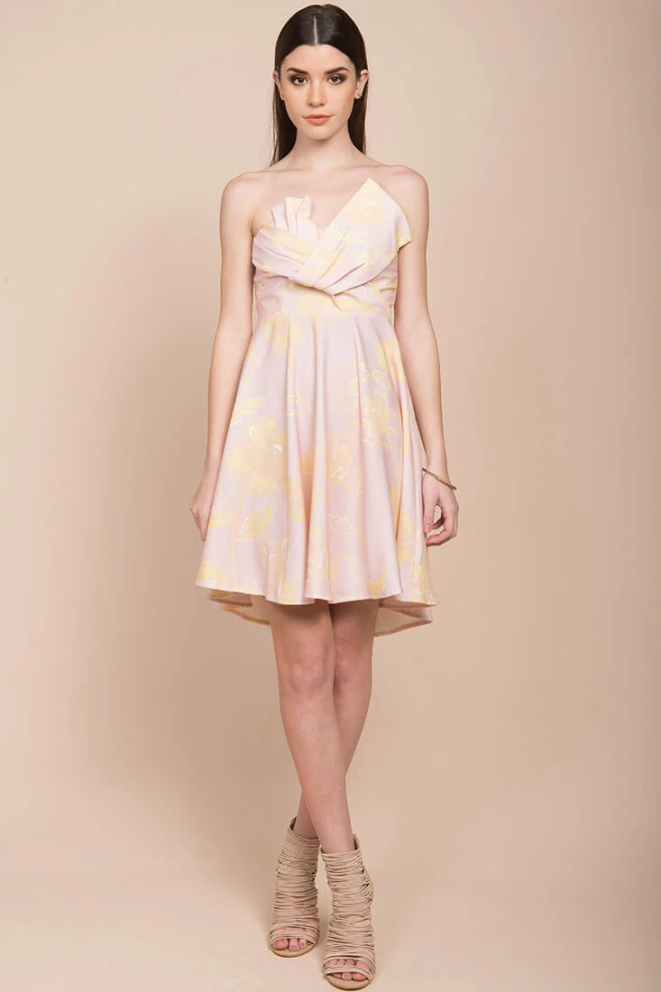 Elise Strapless Formal Dress Pink & Yellow - Image 2