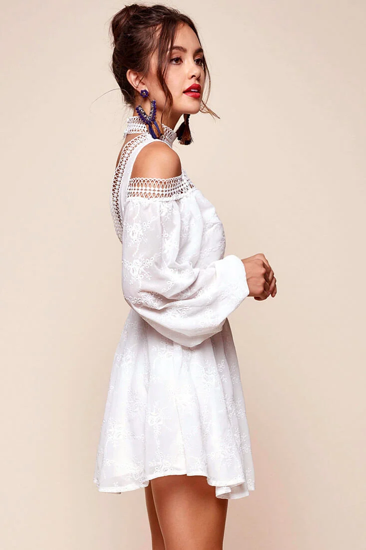 Ellis Open Back Dressy Floral Dress White - Image 3