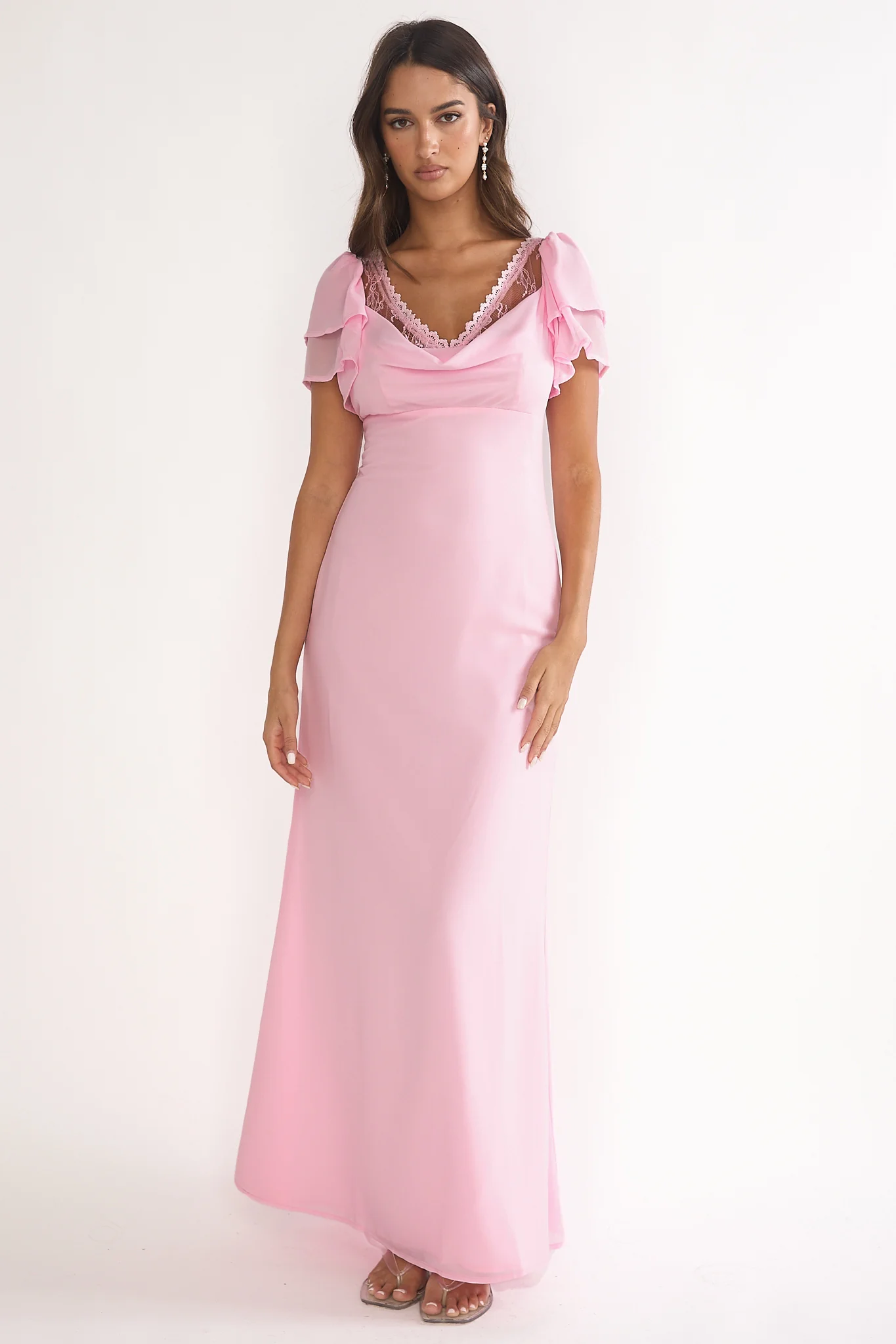 Elorin Lace Trim Maxi Dress Pink - Image 2