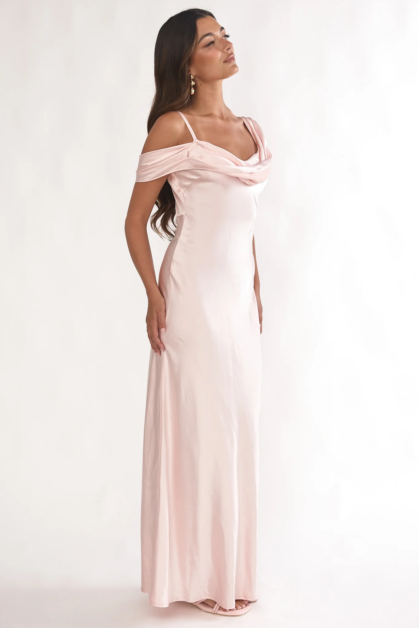 Emelle Asymmetric Neckline Maxi Dress Pink - Image 6