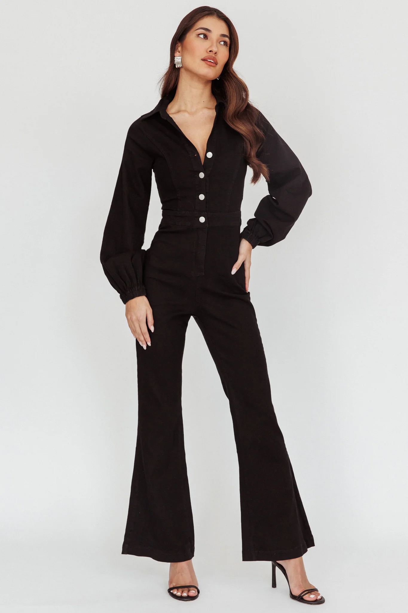 Emilio Long Sleeve Jumpsuit Denim Black - Image 3