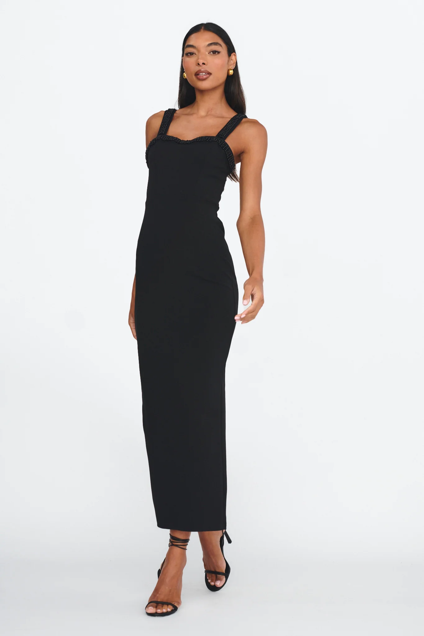 Emina Bead Trim Maxi Dress Black - Image 5