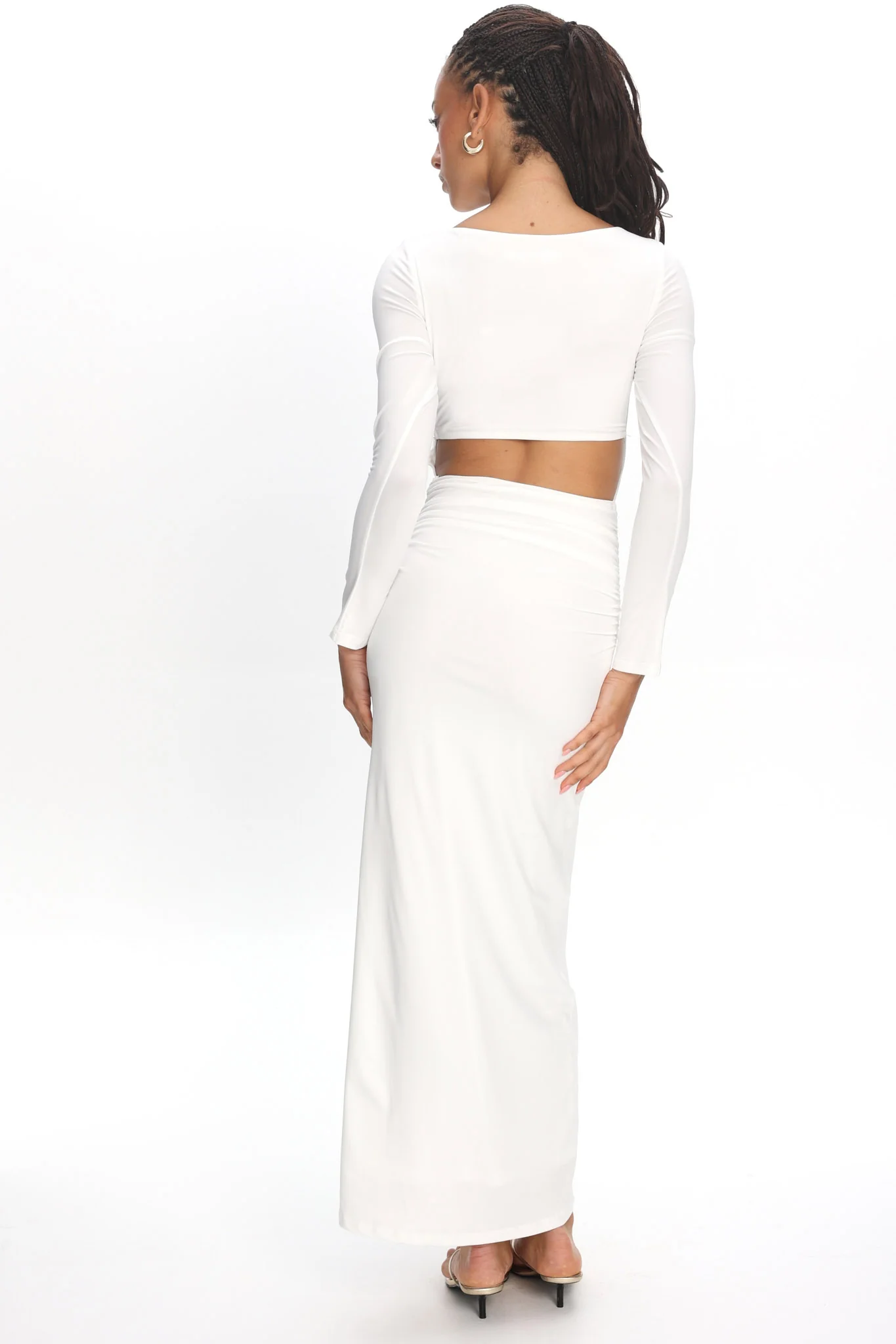 Emmalina Keyhole Bust Maxi Dress White - Image 3