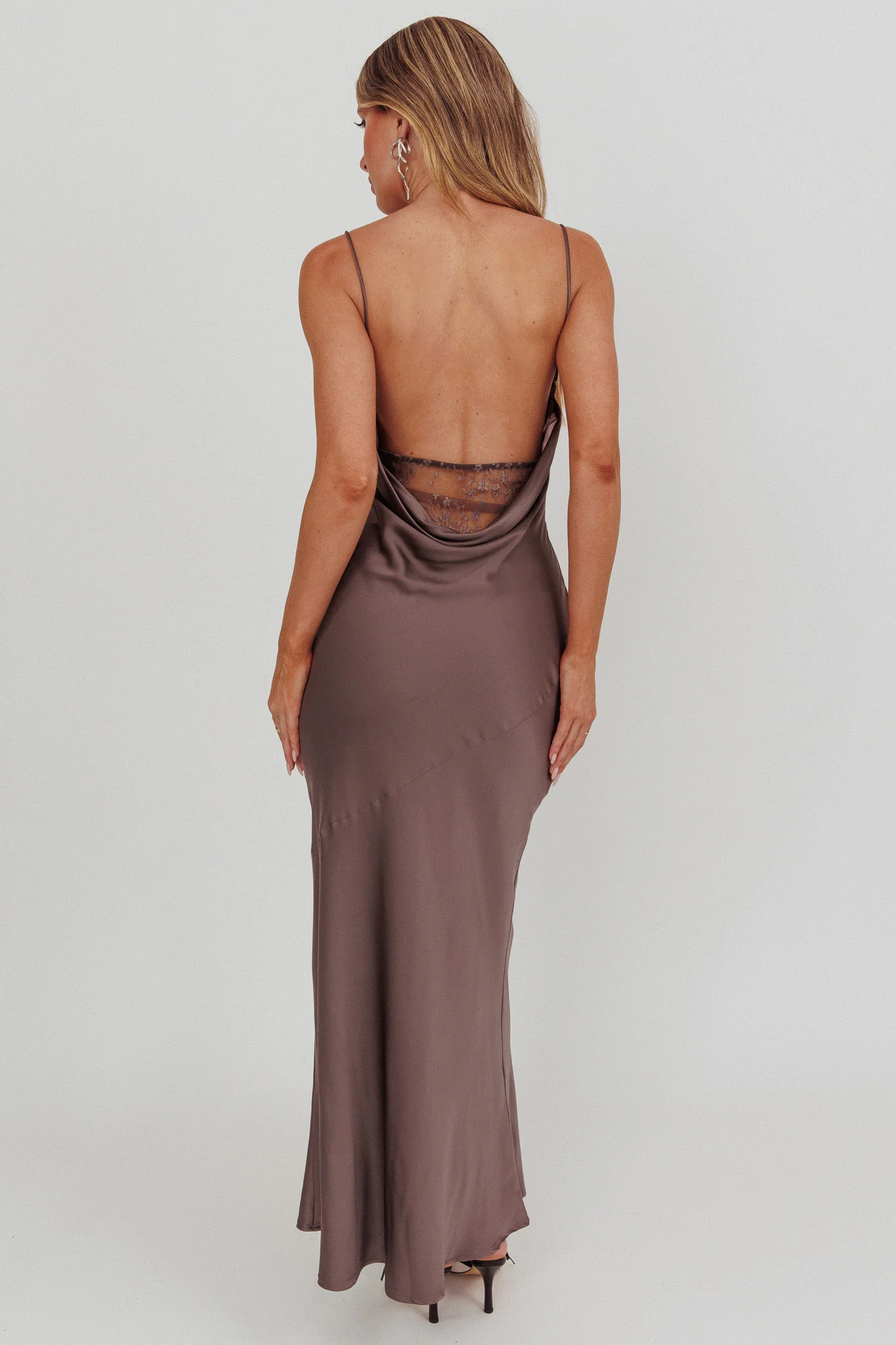 Emmerson Cut-Out Cowl Neck Dress Warm Grey - Image 3