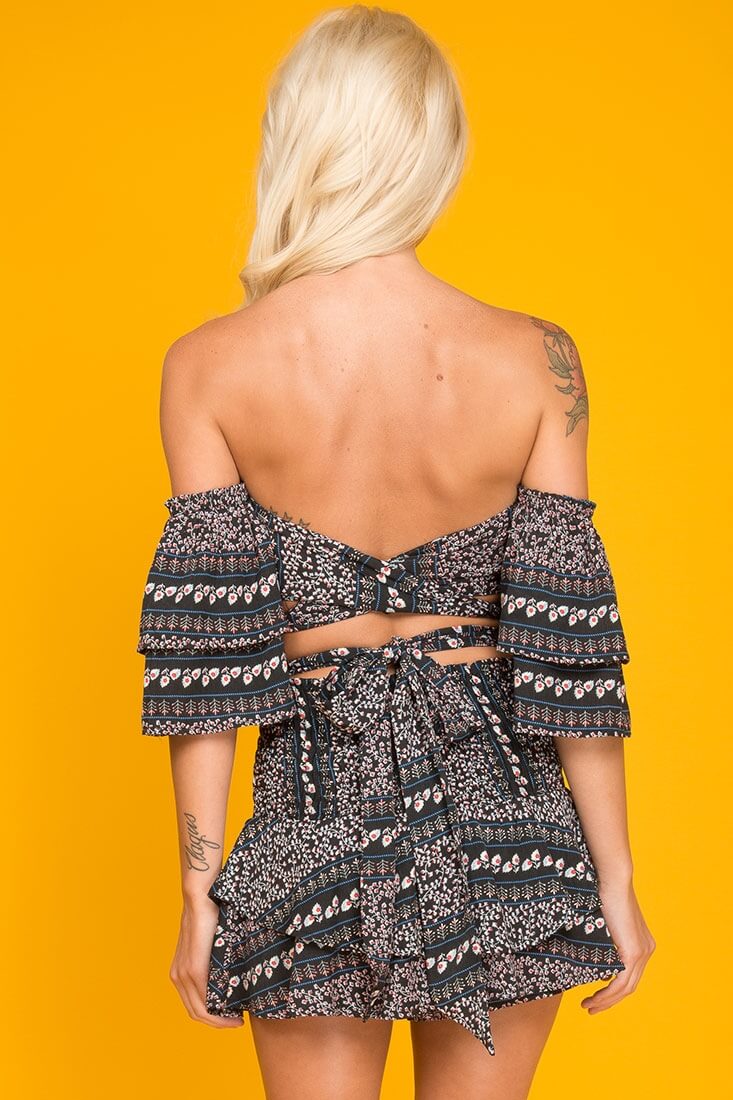 Emory Floral Print Top Navy - Image 5