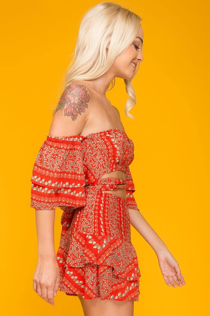 Emory Floral Print Top Red - Image 3