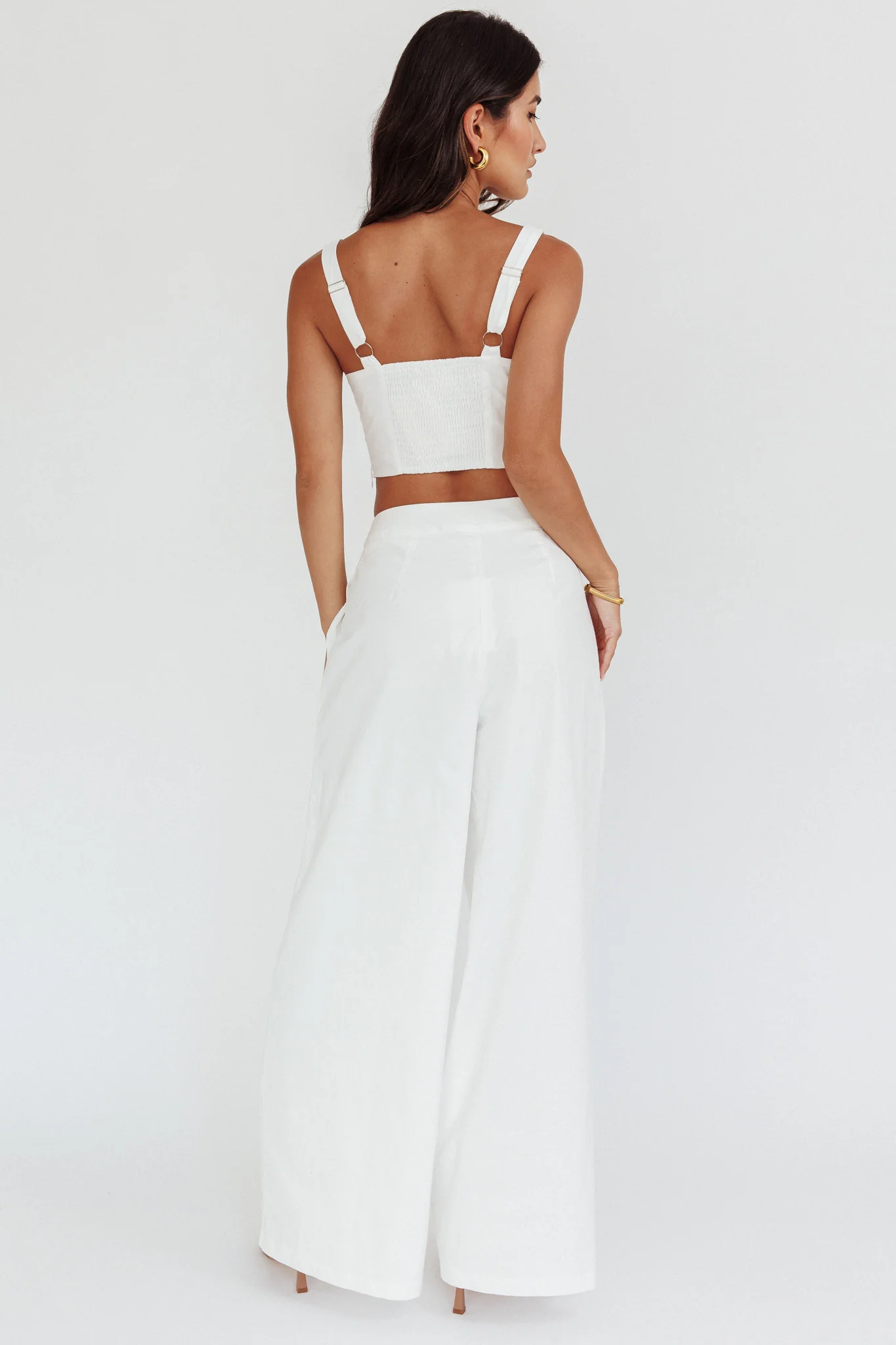 Empire Wide-Leg Side Pocket Pants White - Image 3