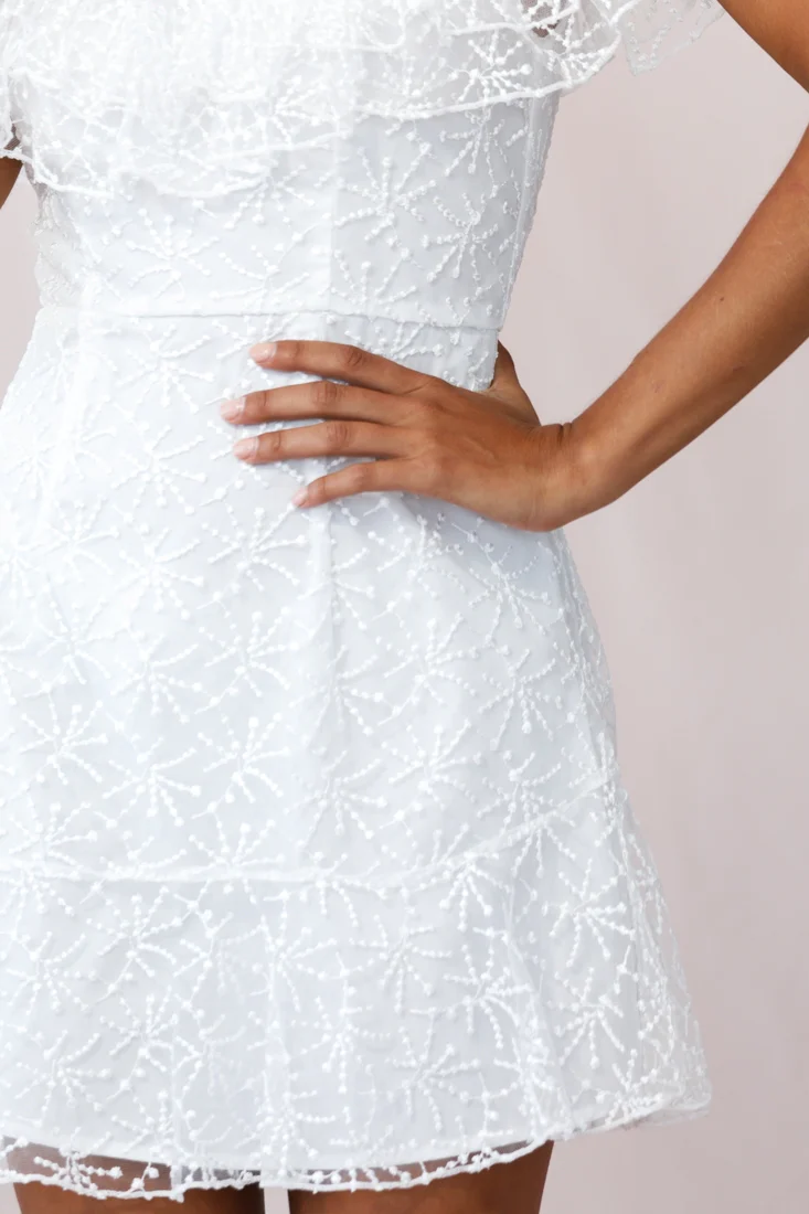 Enchanted Fine Mesh Frill Dress White - Image 4