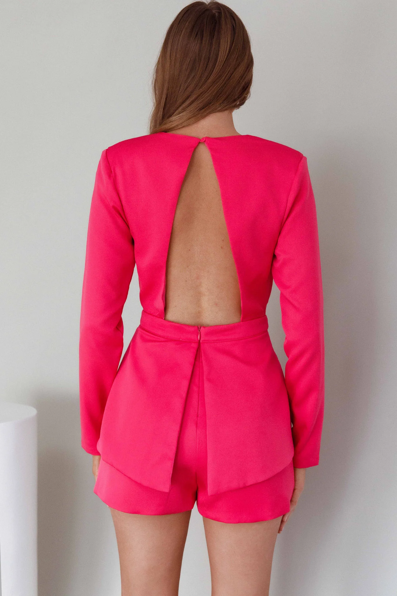 Ennis Long Sleeve Structured Romper Pink - Image 2