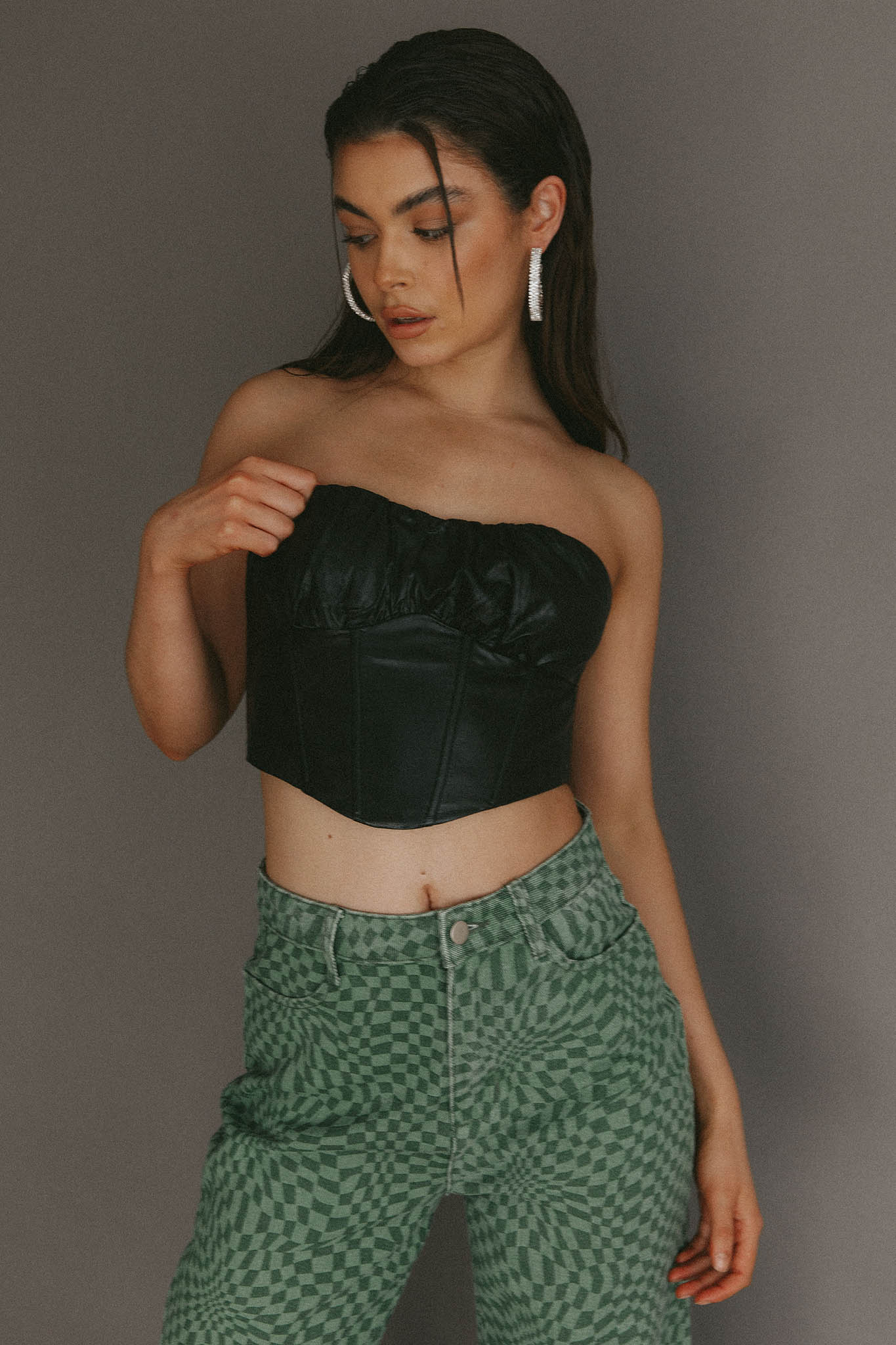 Erikah Strapless Corset Crop Top Black - Image 2
