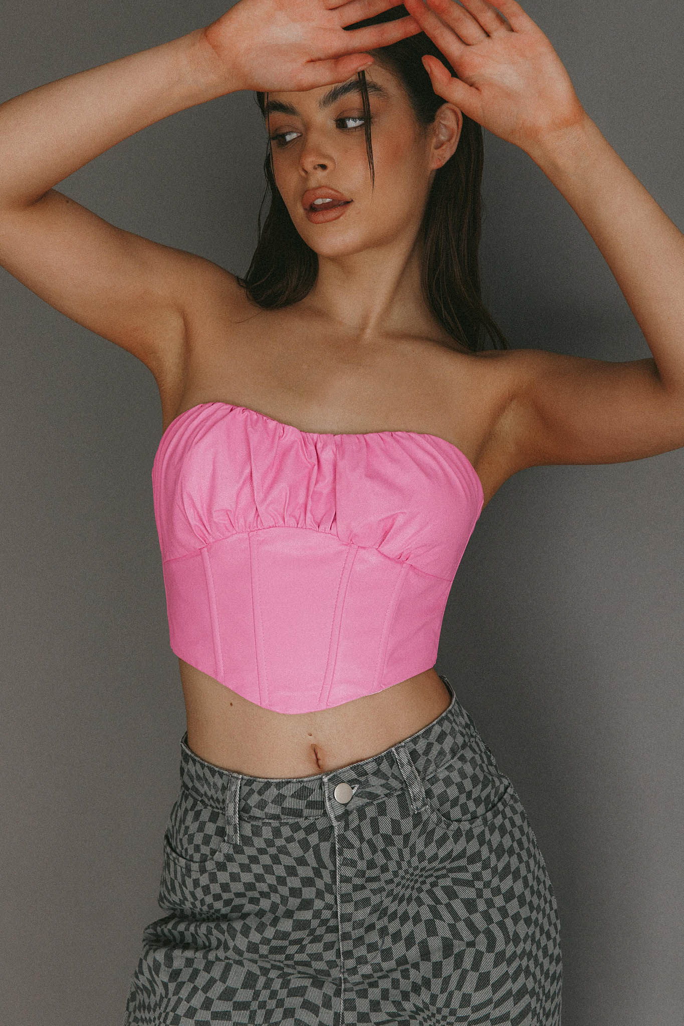 Erikah Strapless Corset Crop Top Pink - Image 5
