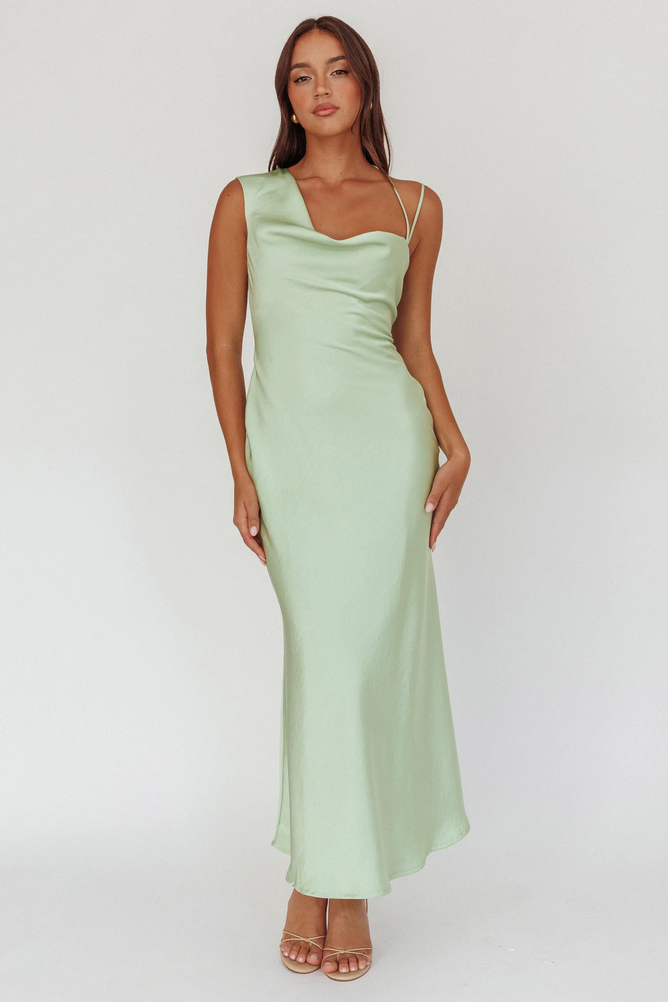 Eros Asymmetric Cowl Neck Maxi Dress Leaf - Image 6