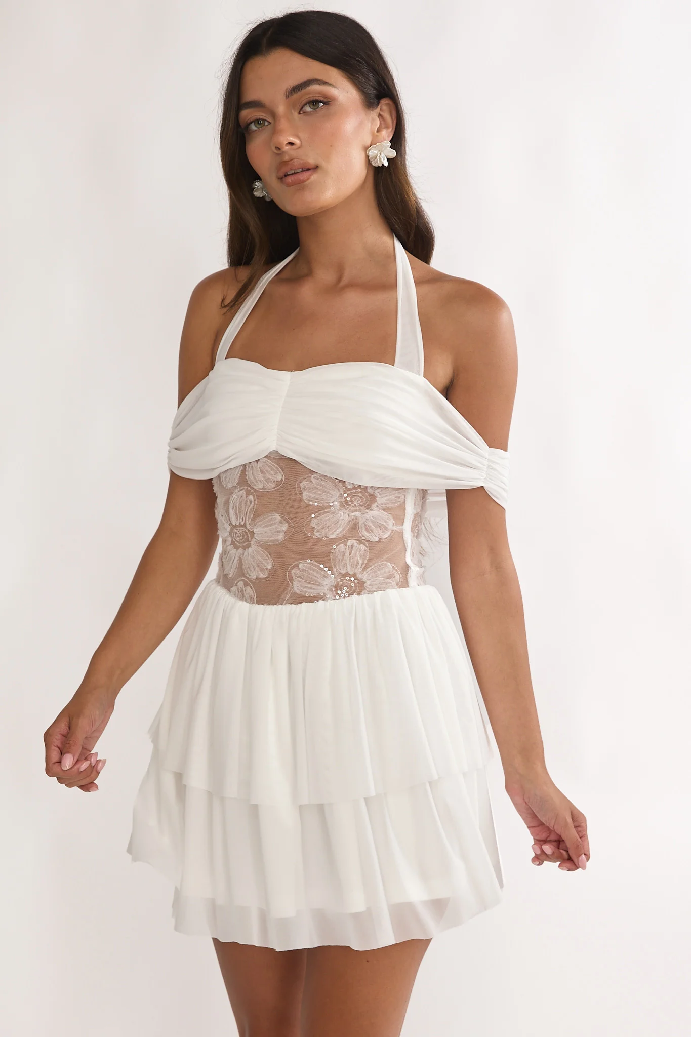 Esmara Mesh Waist Halter Mini Dress White - Image 7