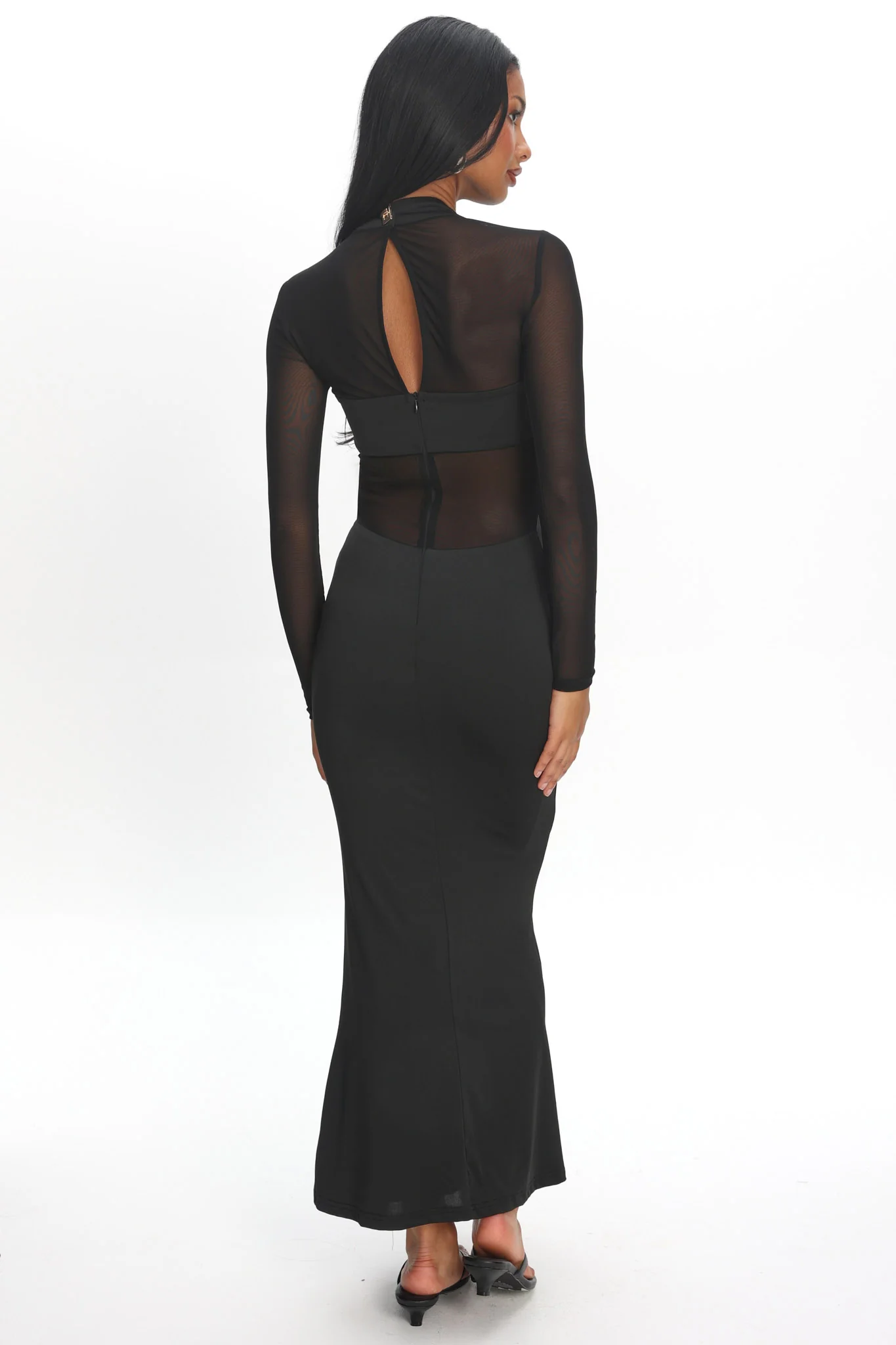 Esther Sheer Waist Maxi Dress Black - Image 4
