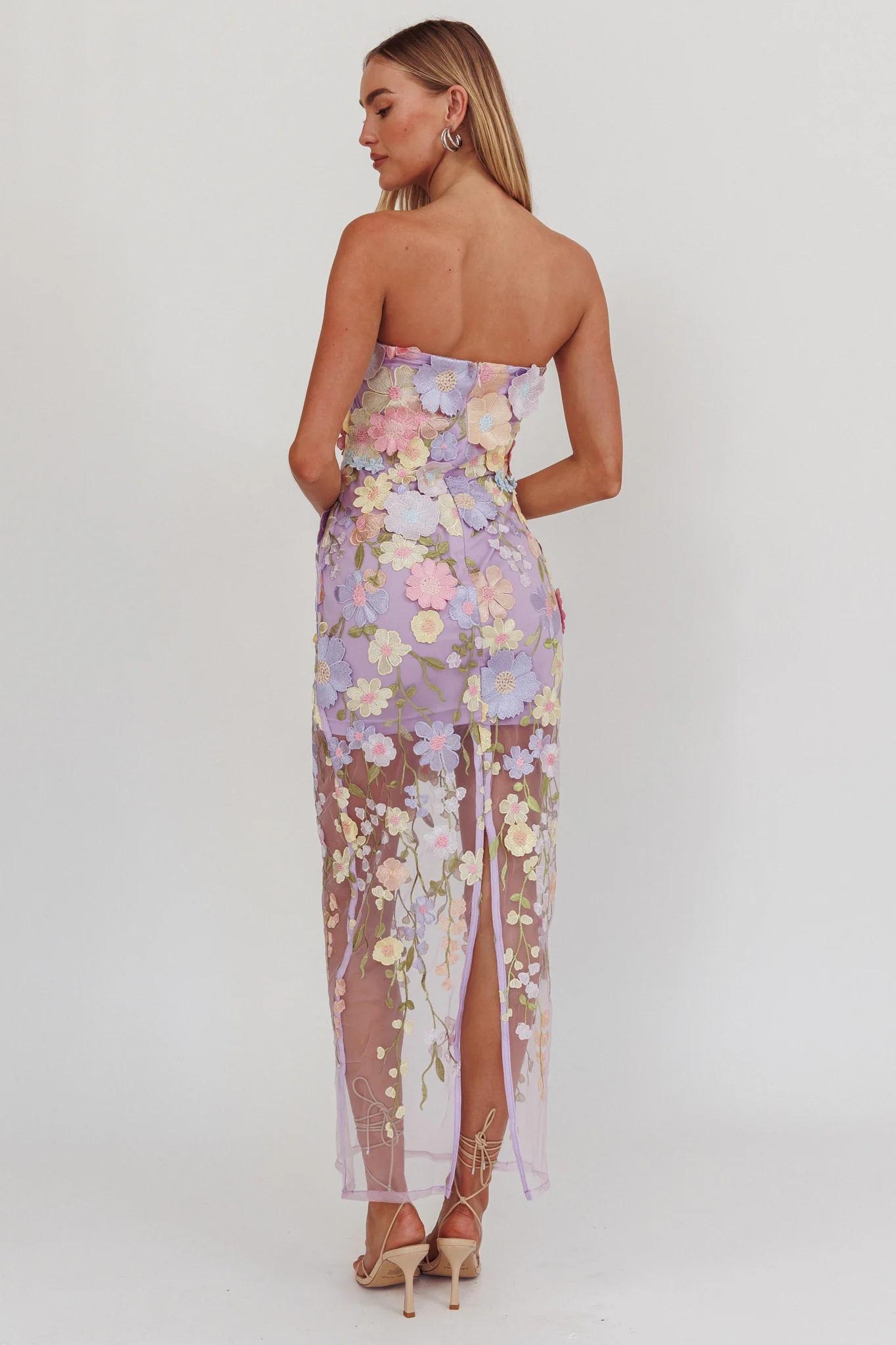 Euphoria Dream Embellished Mesh Maxi Dress Lilac - Image 2