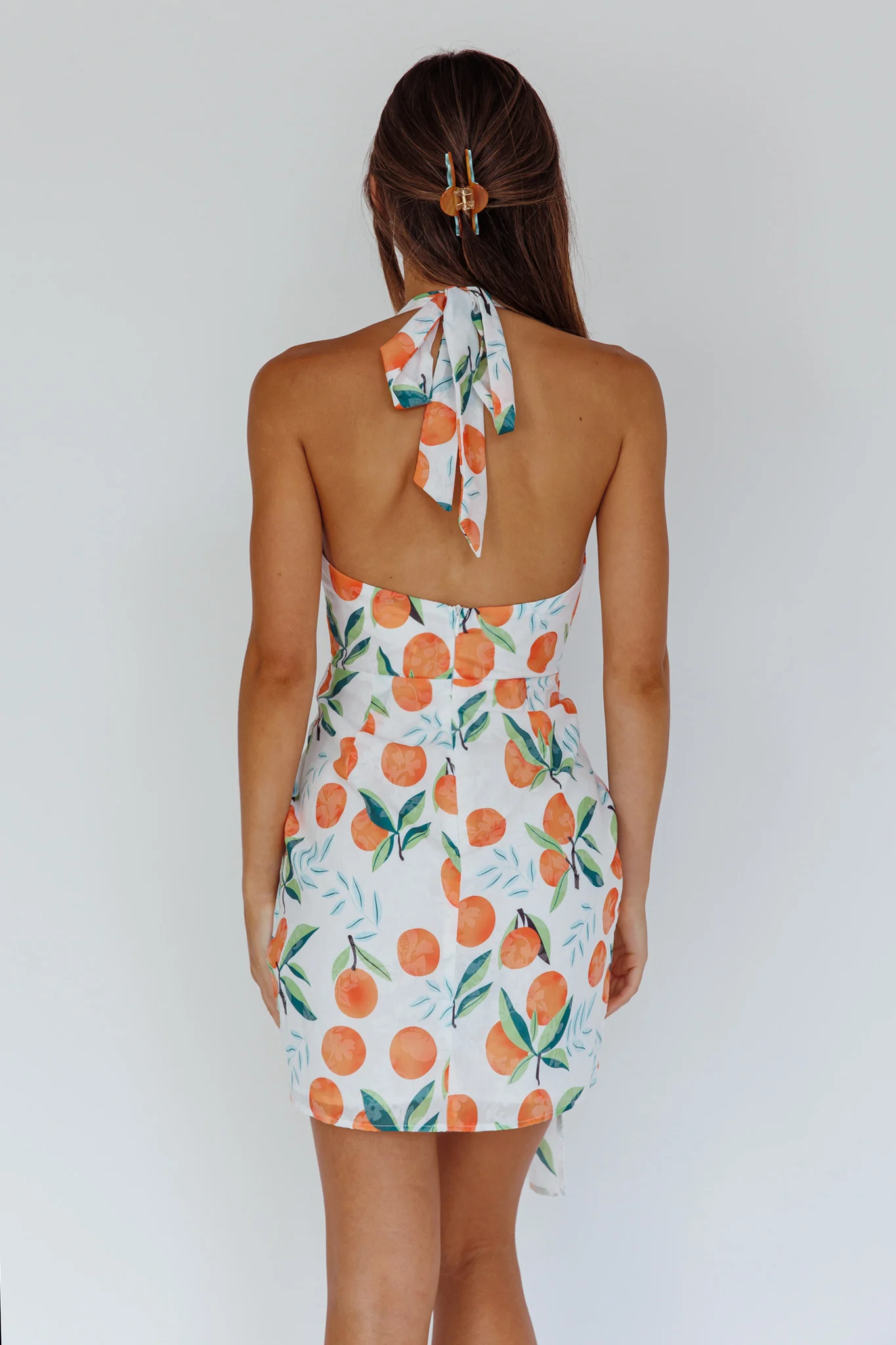 Euro Trip Halter Wrap Mini Dress Orange - Image 2