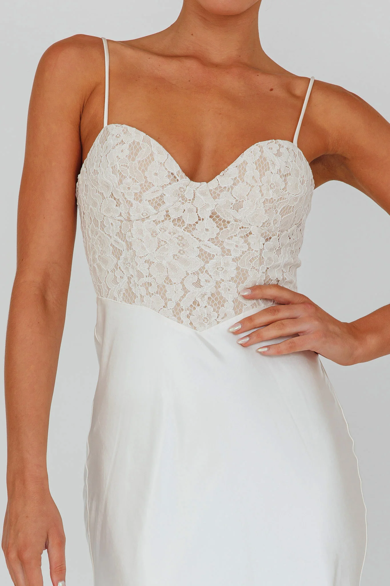 Evening Star Lace Bodice Maxi Dress Ivory - Image 4