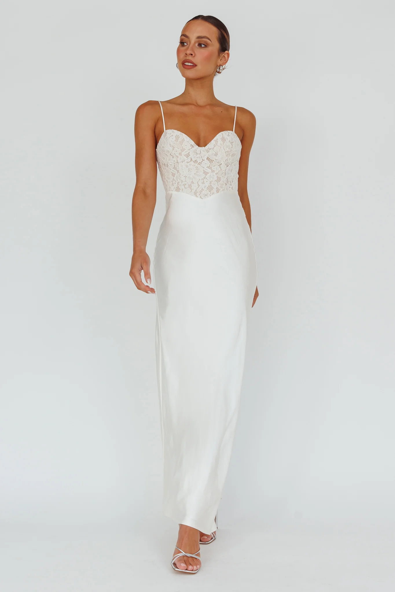 Evening Star Lace Bodice Maxi Dress Ivory - Image 6
