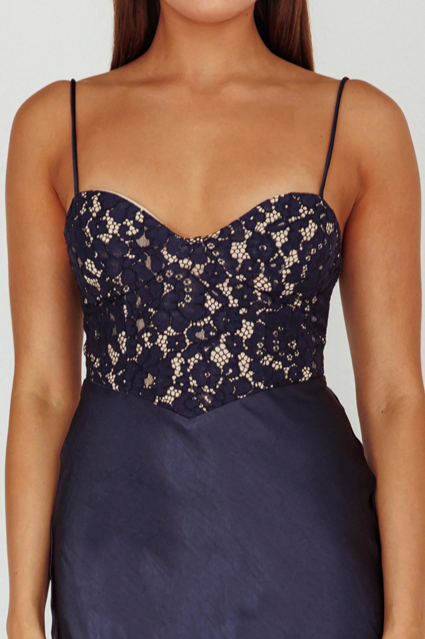 Evening Star Lace Bodice Maxi Dress Navy - Image 4