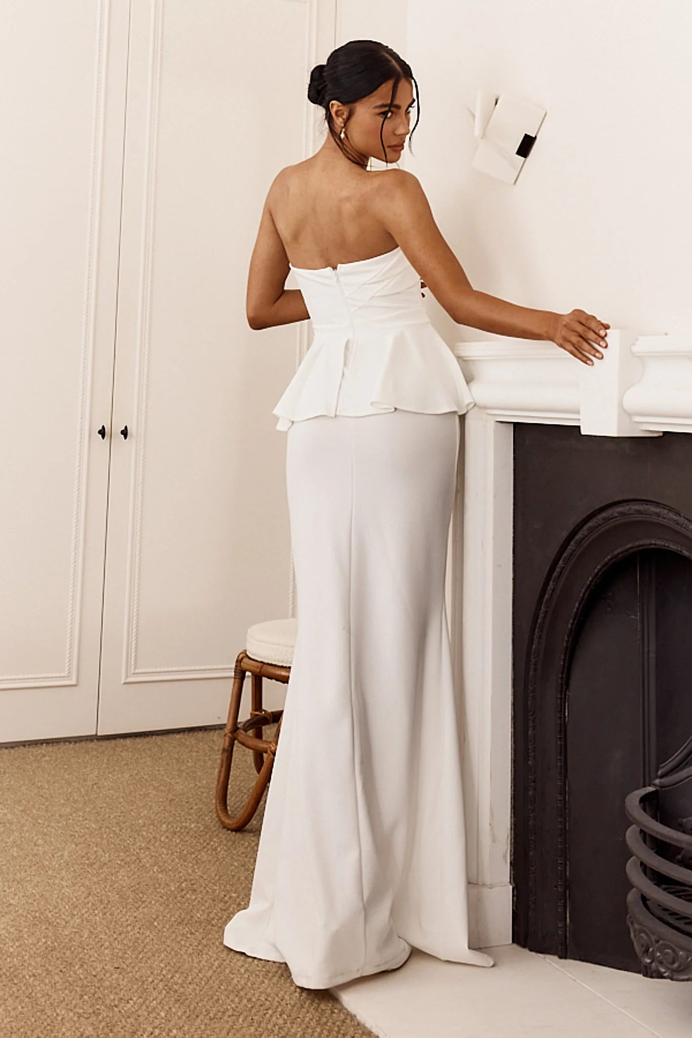 Evergrace Strapless Peplum Maxi Dress Ivory - Image 2