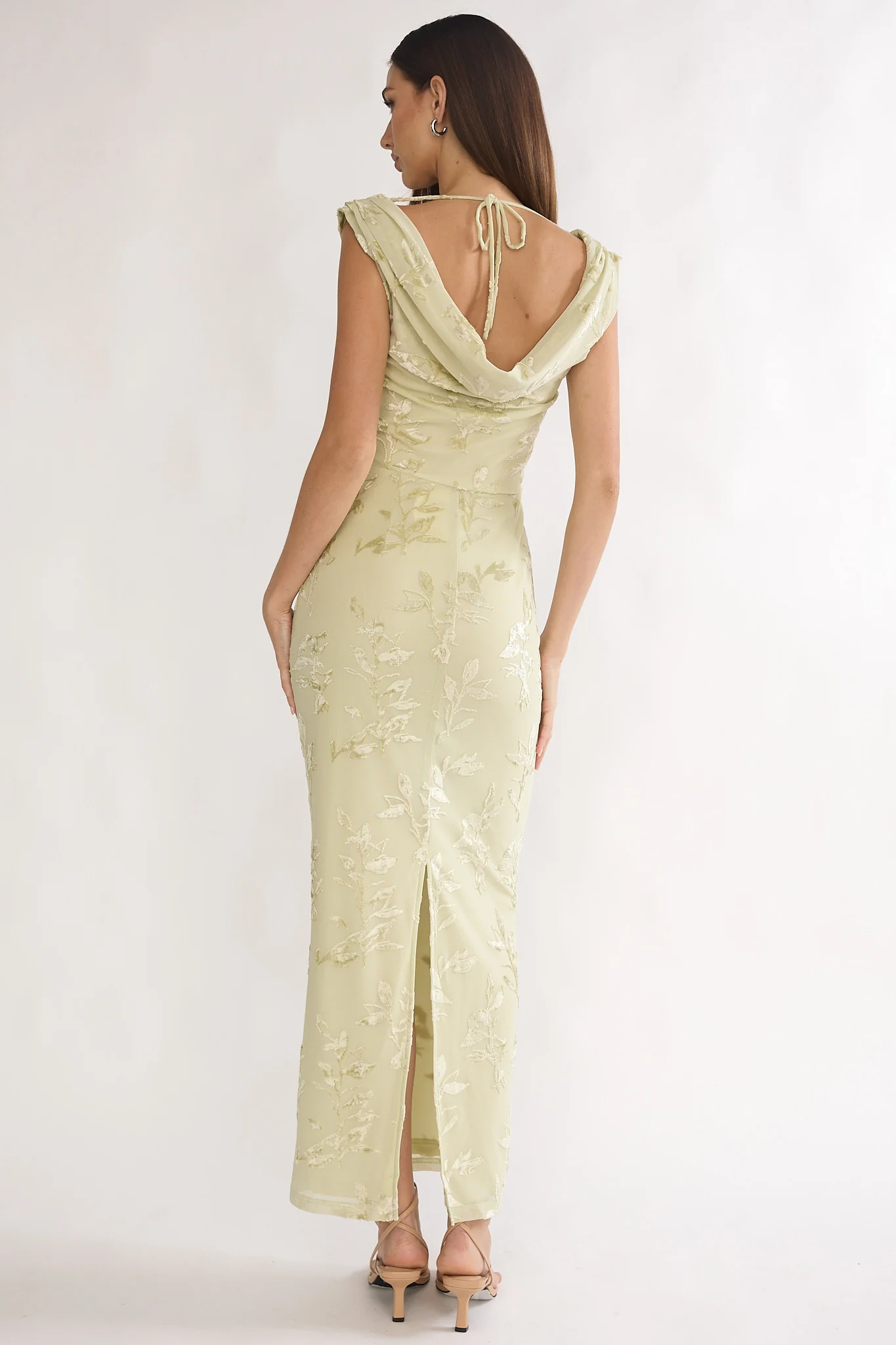 Evermore Cowl Neck Maxi Dress Floral Sage - Image 2