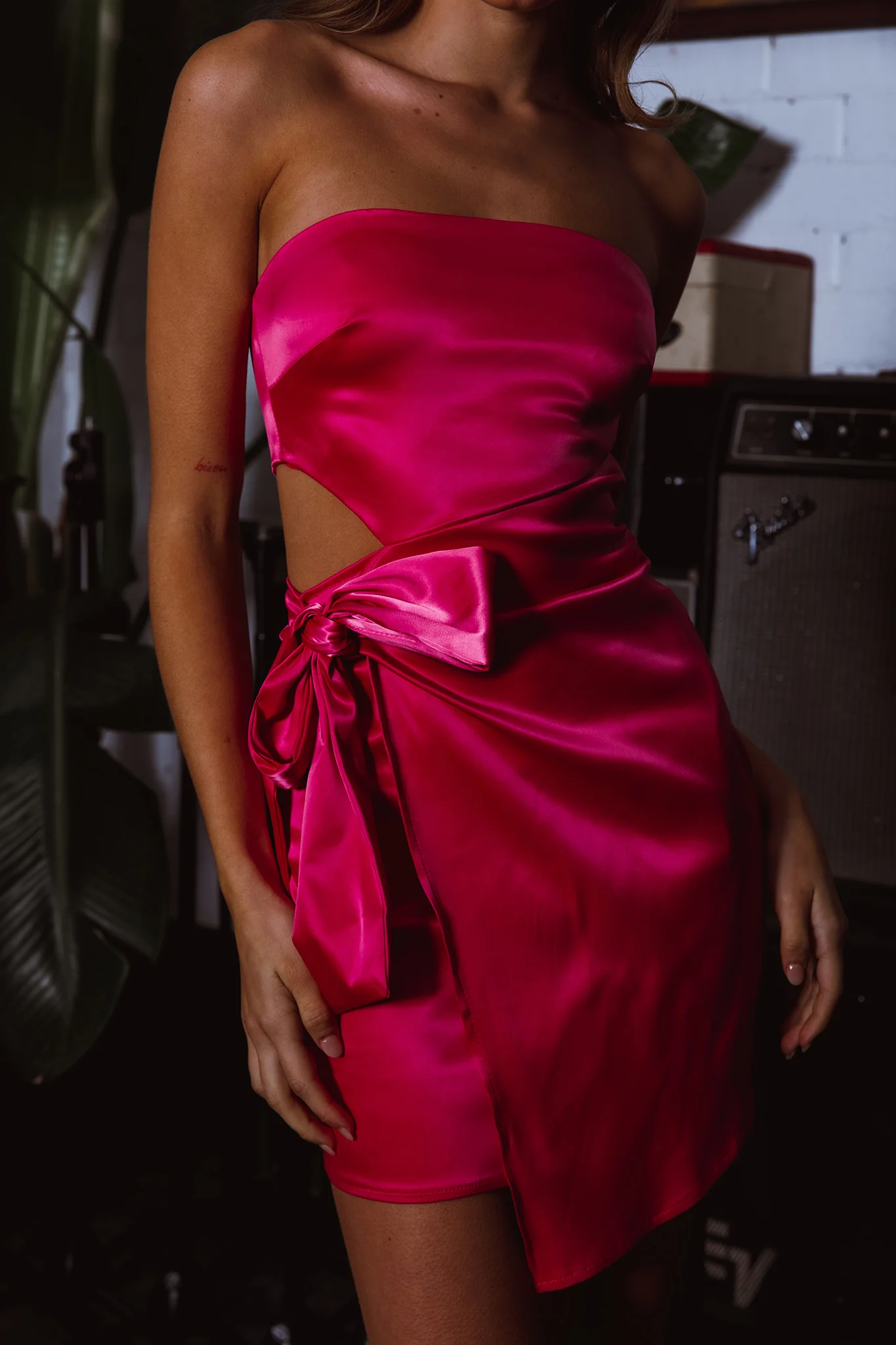 Eyes For You Waist Tie Mini Dress Fuchsia - Image 4