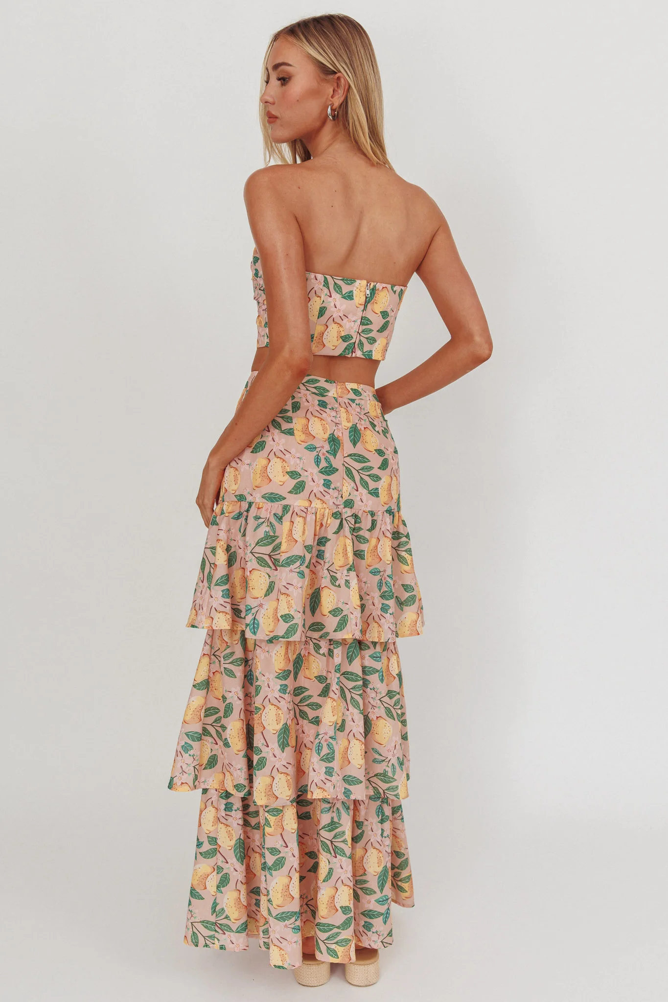Ezmeralda Tiered Ruffle Maxi Skirt Lemon - Image 2