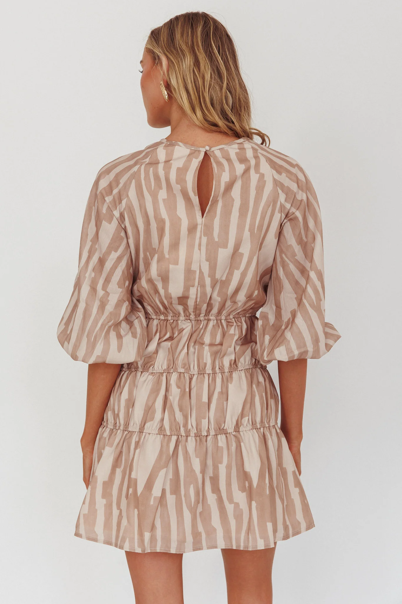 Ezriah Puff Sleeve Mini Dress Print Coffee - Image 2