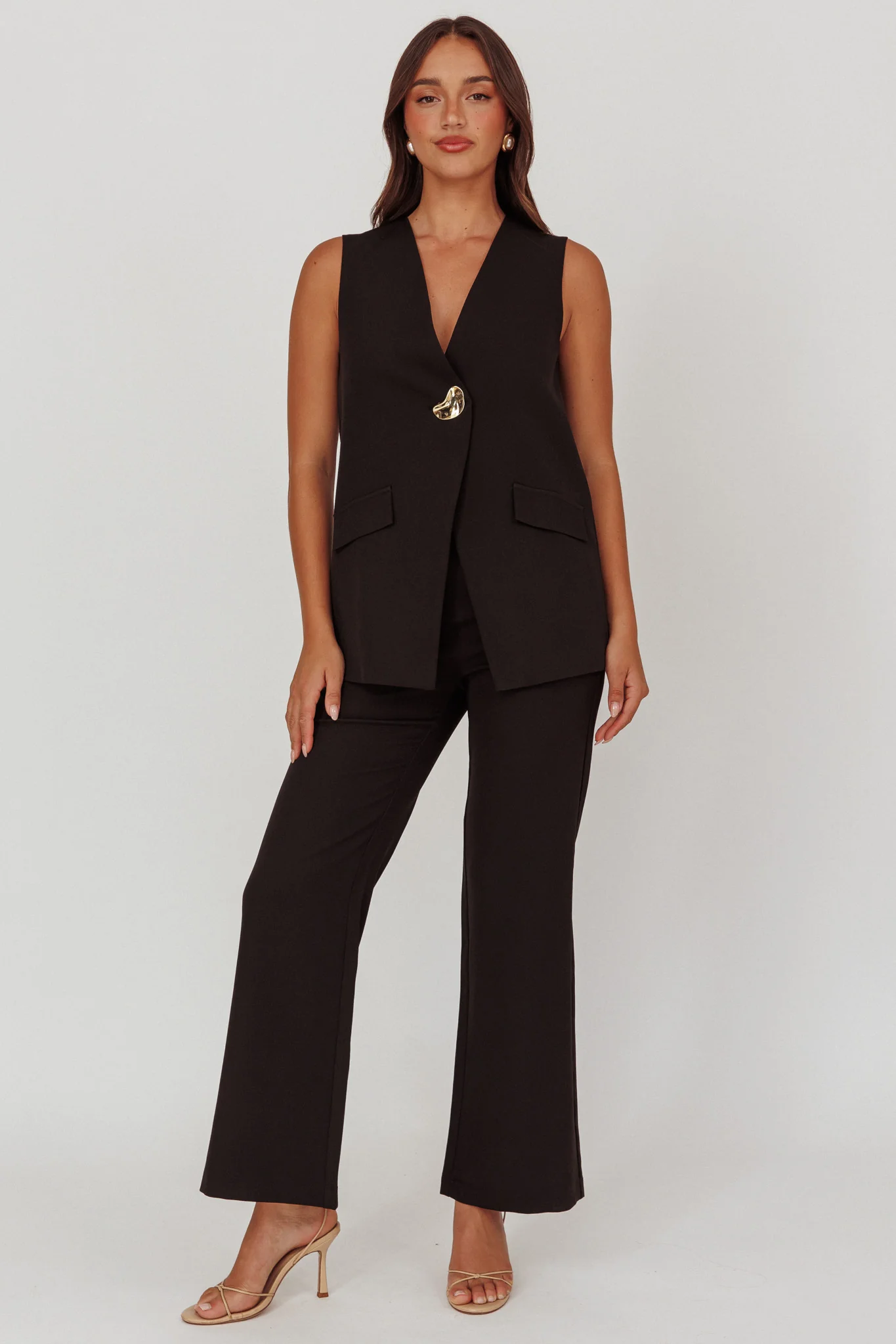 Fair Play Sleeveless Vest Top Black - Image 4