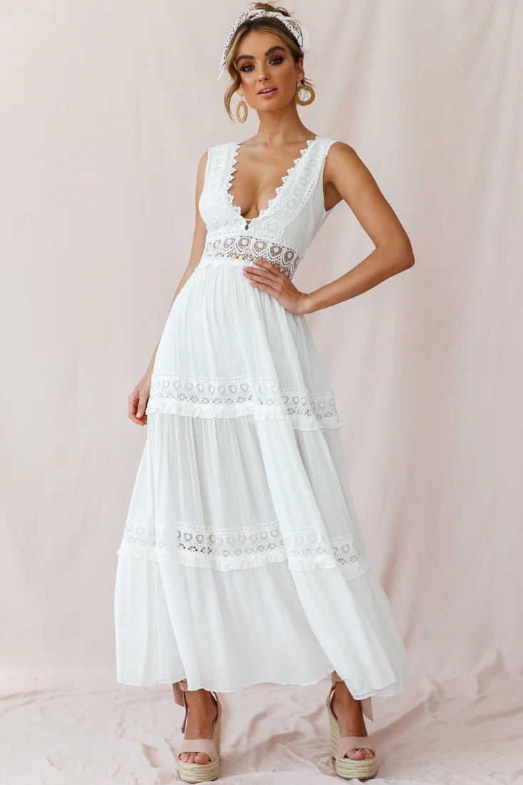 Faith Embroidered Details Maxi Dress Ivory - Image 2