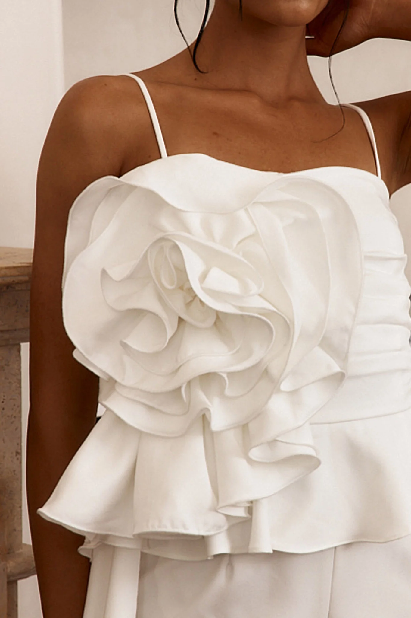 Fallon Ruffle Rose Cami Jumpsuit White - Image 6