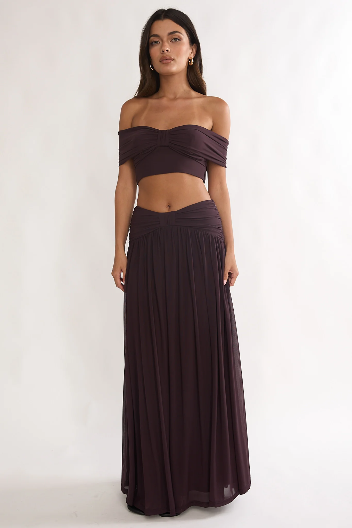 Farela Ruched Waist Maxi Skirt Coffee - Image 5