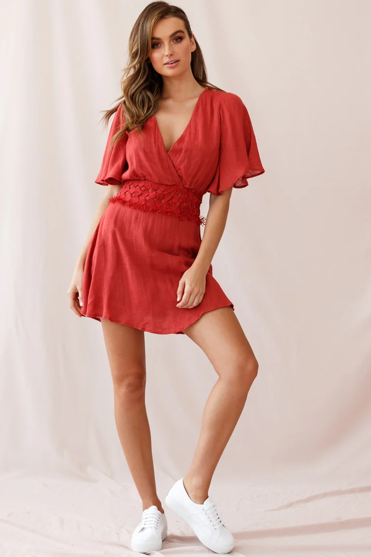 Fate Angel Sleeve Embroidery Trim Dress Rose - Image 5