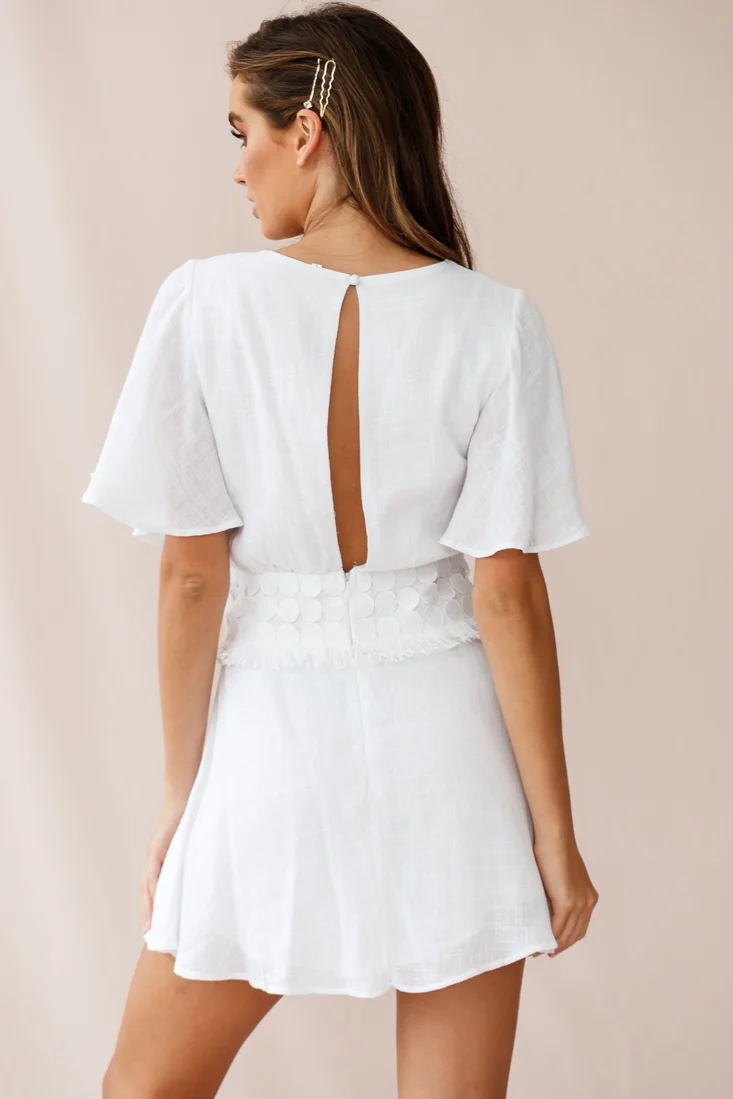 Fate Angel Sleeve Embroidery Trim Dress White - Image 4