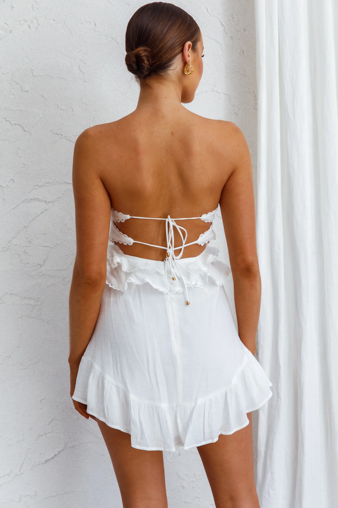 Fauna Strapless Frill Trim Dress White - Image 6